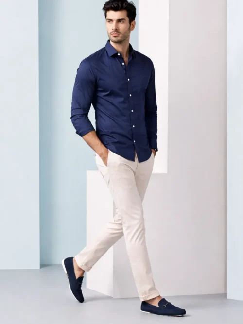 V20 Men’s Royal Navy Blue Solid Casual Shirt for Men(1588)