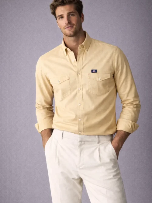 V20 Beige Full Sleeve Men’s Casual Premium Shirt (1591FS)