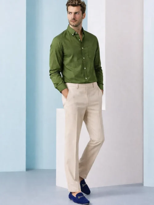 V20 Men’s Olive Green Solid Casual Full Sleeve Shirt for Men