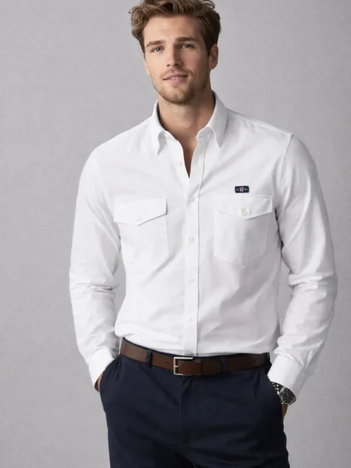 V20 Men’s Premium White Cotton Casual Shirt For Men (1591FS)