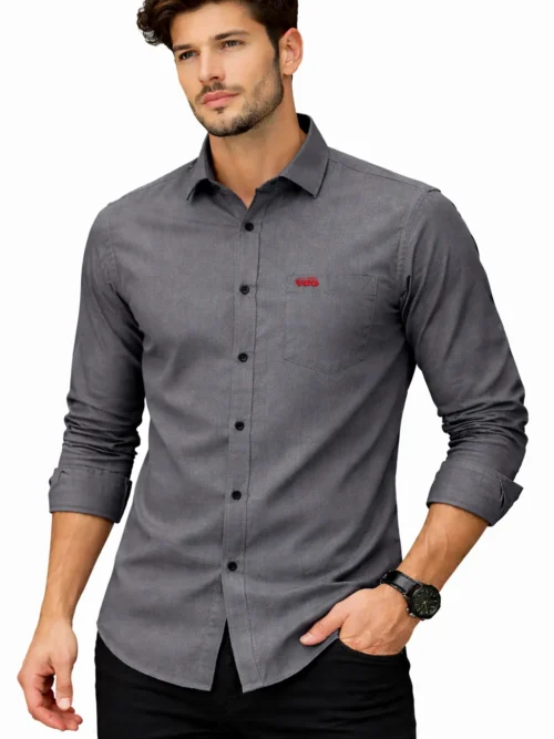 V20 Men’s Charcoal Grey Full Sleeve Casual Formal Shirts(2502)