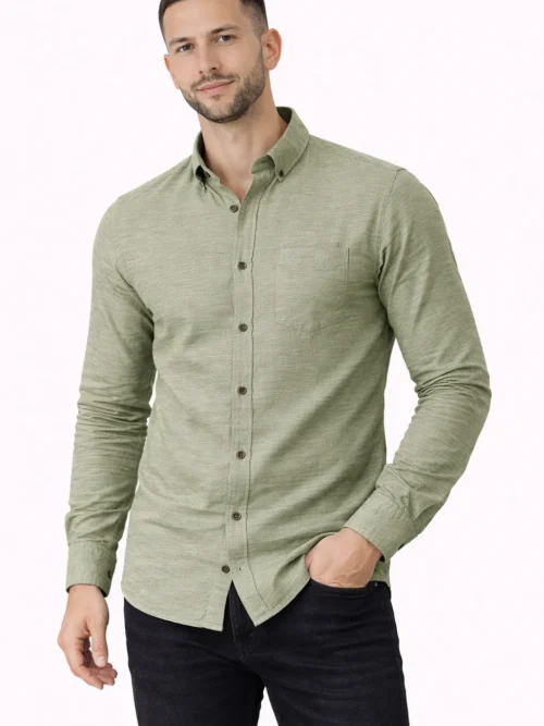 V20 Men’s Olive Green Textured Full Sleeve Printed Shirt(1604)