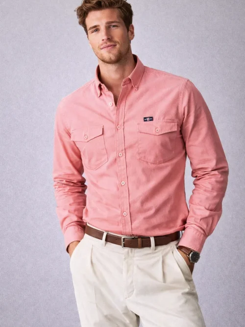V20 Pink Full Sleeve Men’s Casual Premium Cotton Shirt(1591FS)