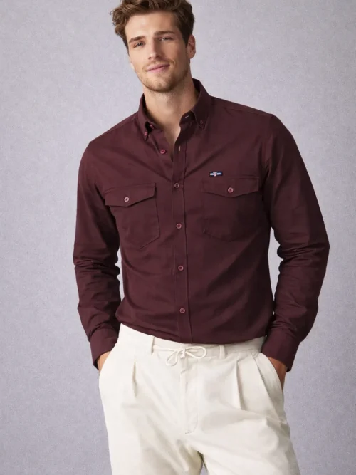 V20 Maroon Full Sleeve Men’s Casual Shirt For Men (1591FS)
