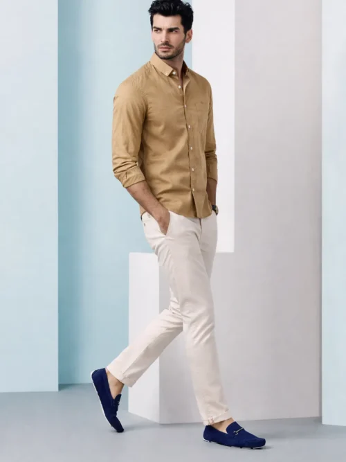 V20 Men’s Camel Brown Solid Full Sleeve Casual Shirt  Men(1588)