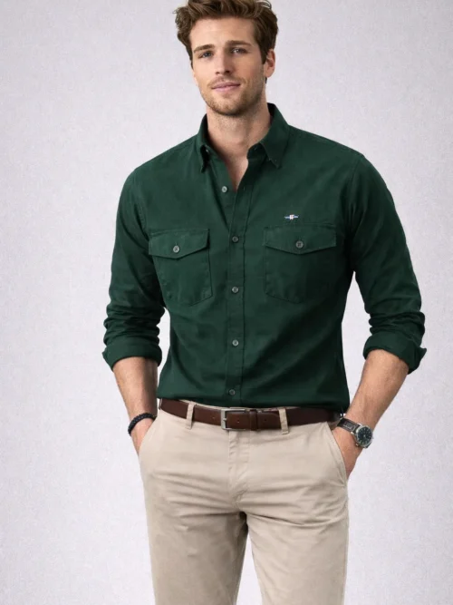 V20 Men’s Premium Dark Green Casual Shirt For Men (1591FS)