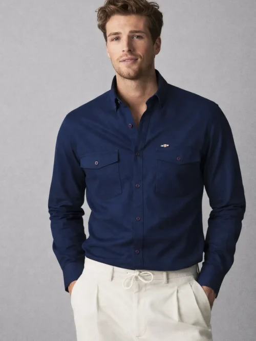 V20 Navy Blue Full Sleeve Men’s Casual Premium Shirt  (1591FS)