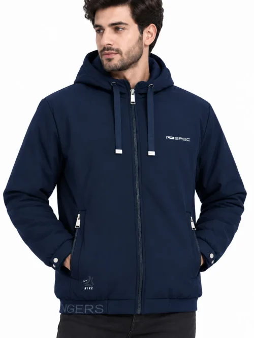 men’s navy blue hooded winter jacket  BS 6105