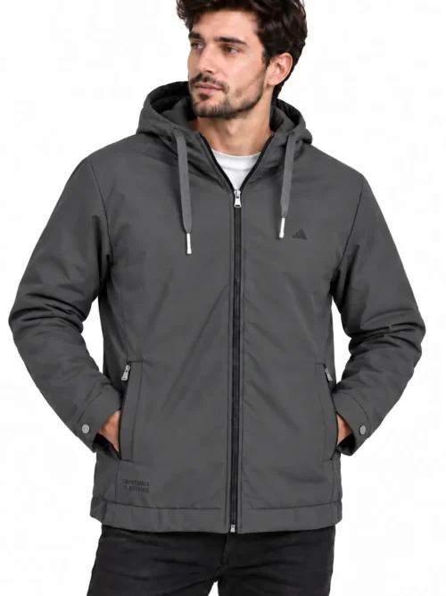 premium men’s hooded winter jacket in Dark Grey  BS1231