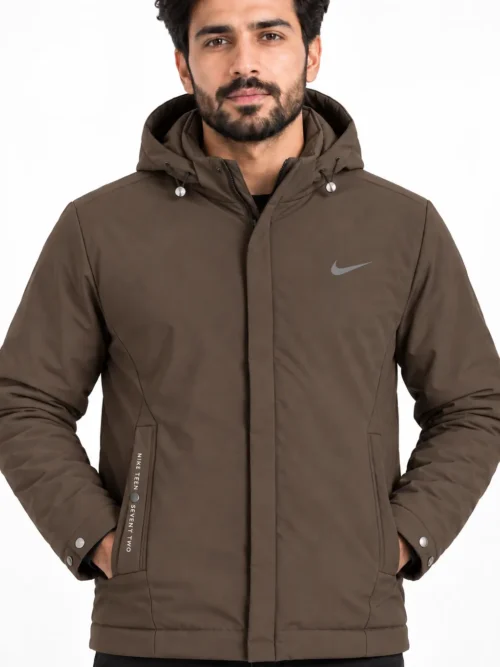 brown hooded premium  winter jacket for men BS3607