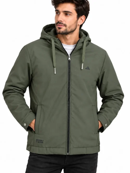 men’s olive green hooded winter jacket  BS1231