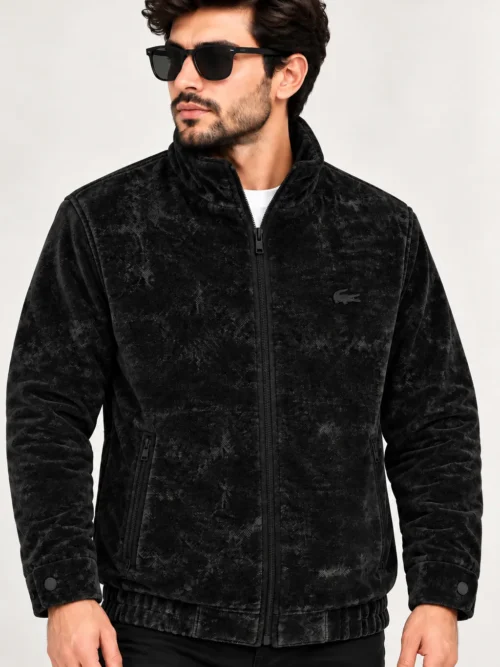 Black Printed Sweat shirt For Men with Stand collar BS_27024