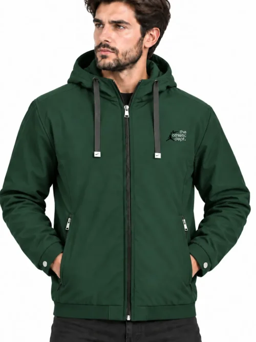 dark green hooded winter jacket for men   BS 6101