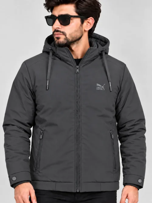men's charcoal grey hooded winter jacket BS 3671