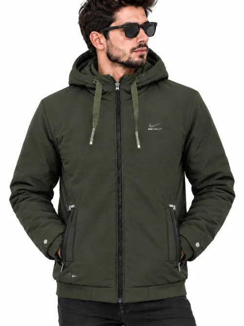 olive green Full-Zip Jacket with Zipper Pockets  BS 3673
