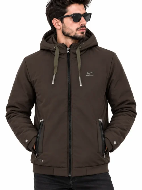 Brown Hooded  Winter Jacket For Men   BS 3673