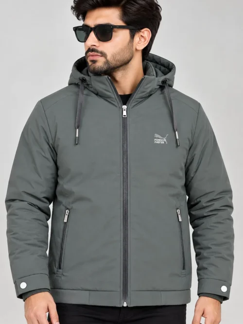 Men's grey hooded Premium winter jacket BS 3671