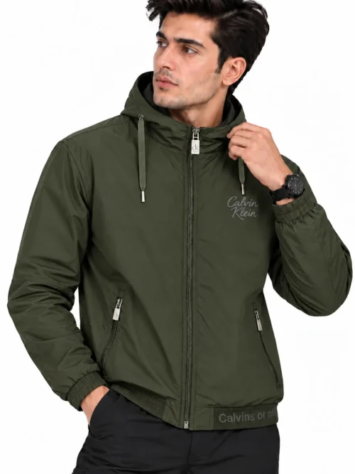 olive green hooded winter jacket for men  BS 2301