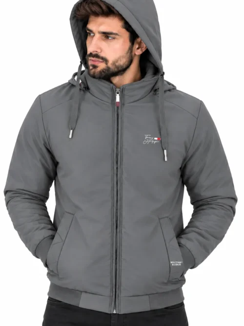 grey hooded winter jacket for men   BS 1781