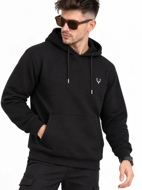 Premium Men’s Black Winter Hoodie - TNG 3700