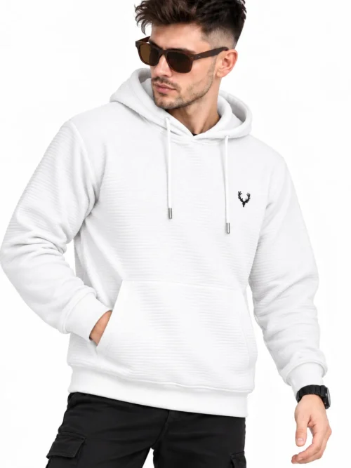 Premium Men’s White Winter Hoodie - TNG 3700