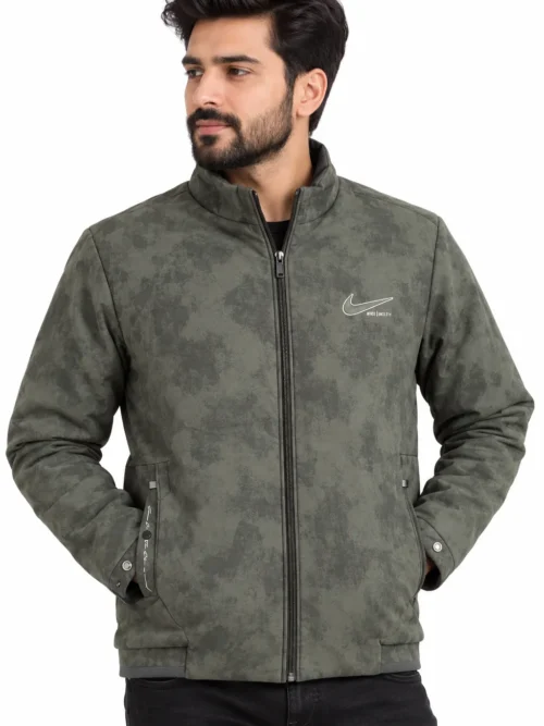 Olive Green Printed Winter Jacket for Men BS 2911