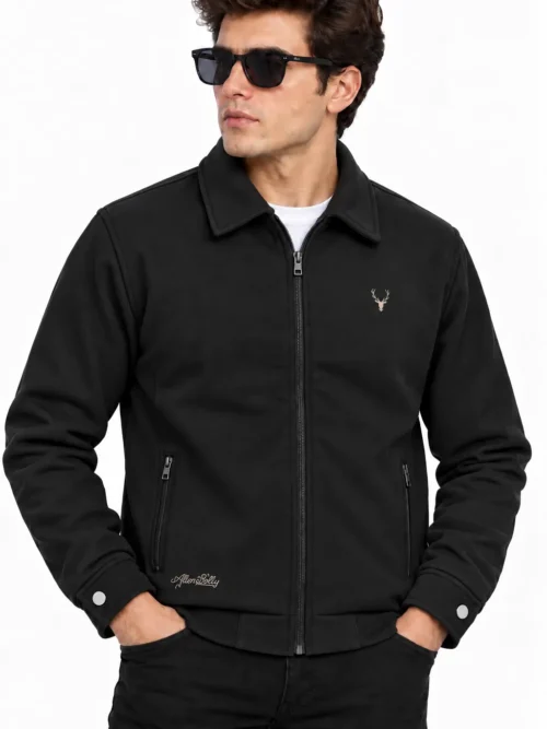Premium Black Sweatshirt For Men with Stand Collar  BS_27025