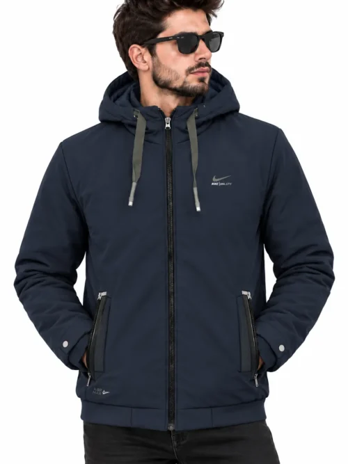 navy blue hooded winter jacket for men BS 3673