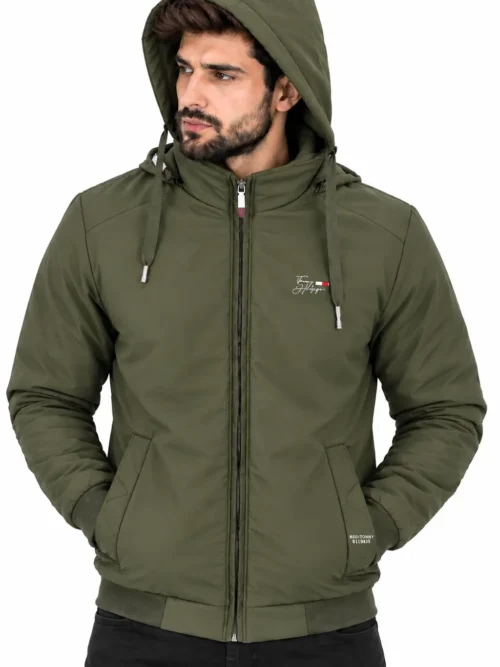 men’s olive green hooded winter jacket  BS 1781