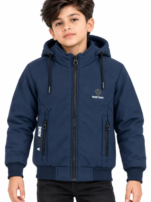 Boys' Navy Blue Hooded Winter Jacket  BB 13018
