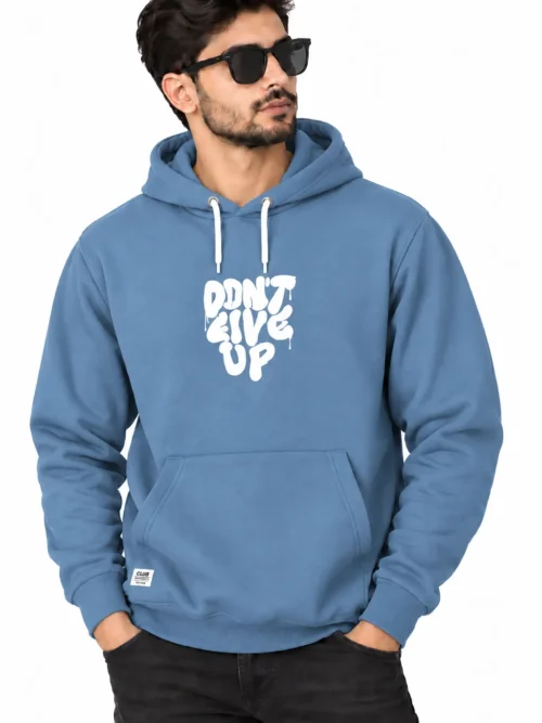 Men's Dusty Blue Printed Pullover Hoodie  NGH 2T-210-20
