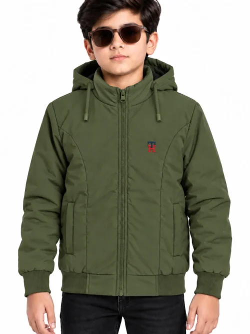 Kids' Olive Green Hooded Winter Jacket BB 2129