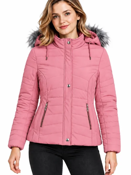 Stylish Pink Quilted Winter Jacket for Women LM 2056