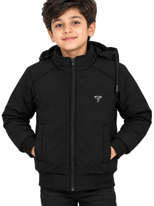 Black Hooded Winter Jacket for Boys   BB 4150