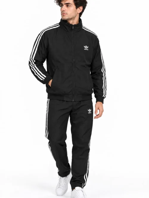 Men's Black Winter Tracksuit Set with White Side Stripes  AI 702
