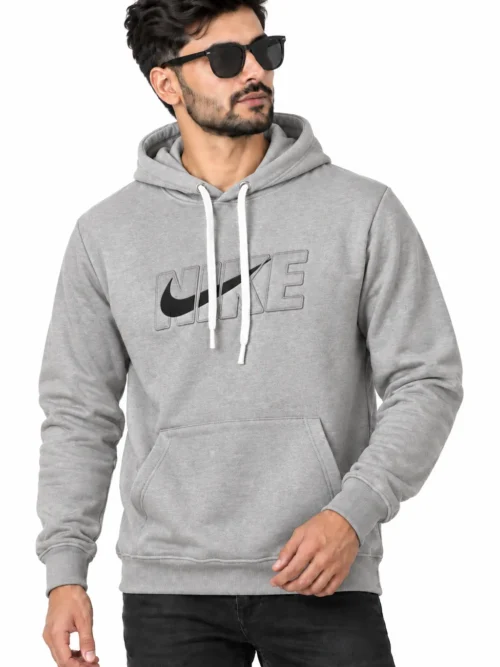 Men's Light Grey Logo Printed Pullover Hoodie  NGH 2T-215-1