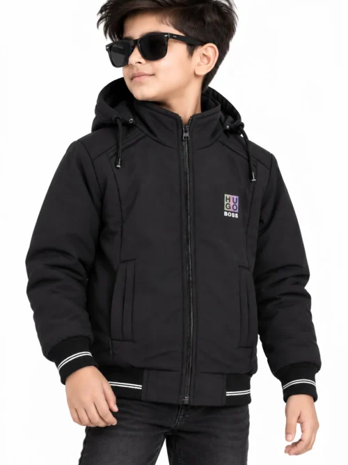 Kids Premium Black Winter Jacket with Hood BB 1710