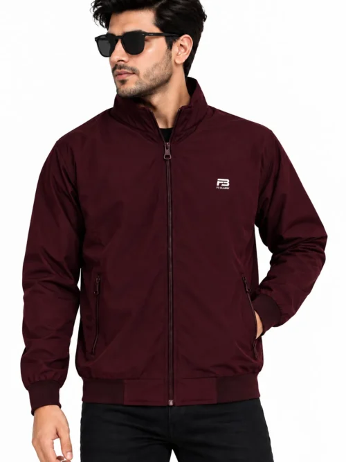 Men's Maroon Winter Jacket with Zipper Pockets HP 2700