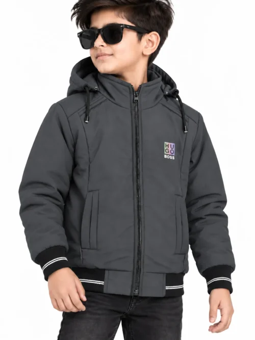 Kids Charcoal Grey Winter Jacket with Hood BB 1710