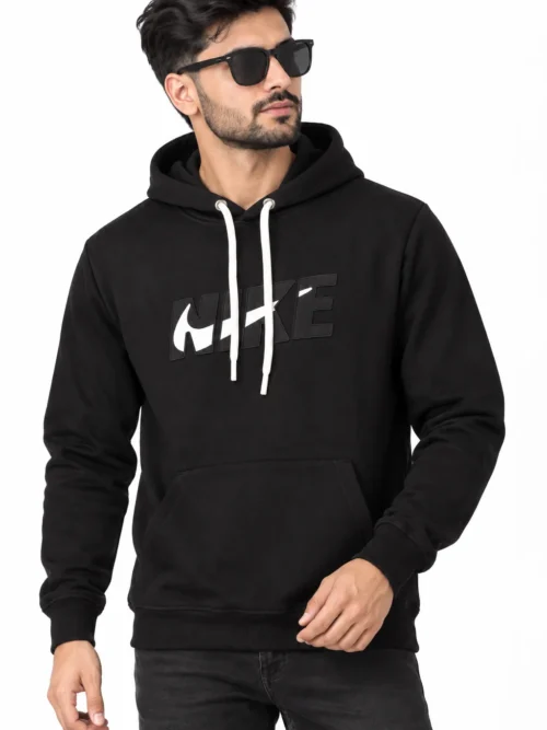 Men's Black Logo Printed Pullover Hoodie  NGH 2T-215-1