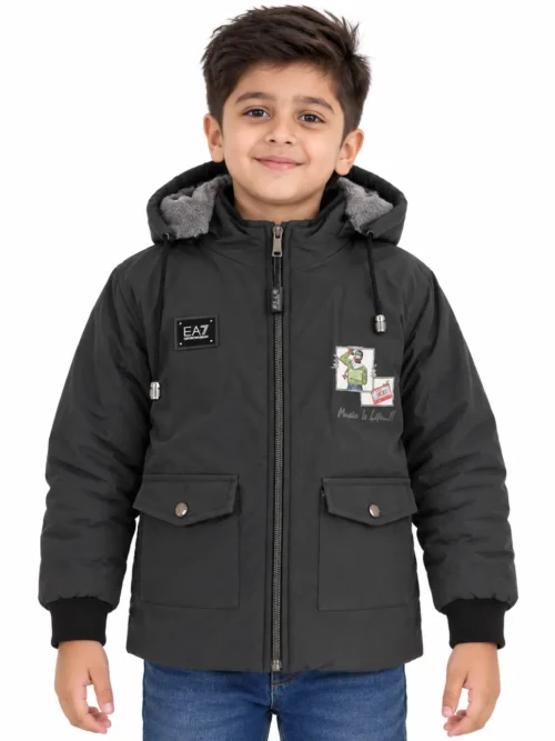 Kids' Premium Black Winter Jacket with Hood  BC 5669