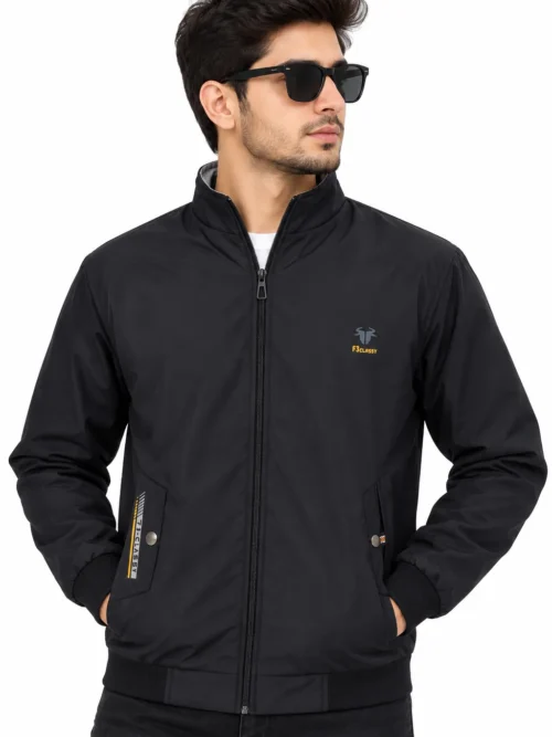 men's black winter jackets with a full front zipper  HP 501