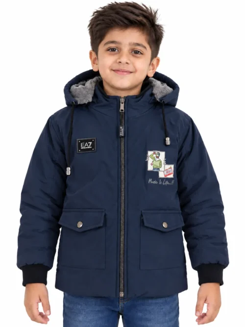 Kids' Premium Navy Blue Winter Jacket with Hood  BC 5669