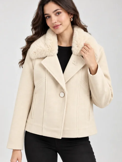 stylish cream winter jacket for women  AK 89148
