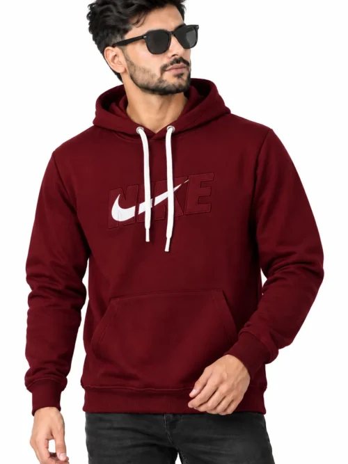 Men's Maroon Printed Hoodie for Winter Wear  NGH 2T-215-1