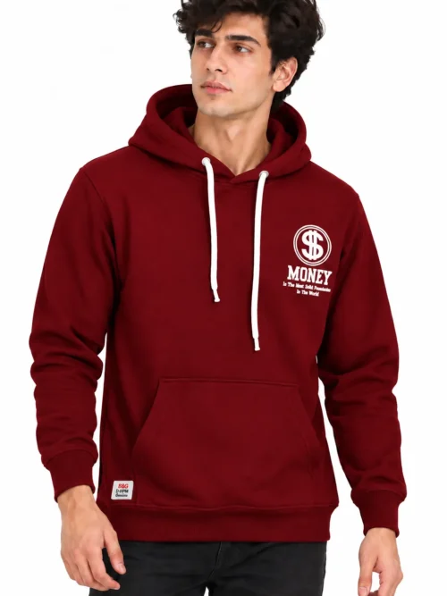 Men's Maroon Printed Hoodie with Pocket  NGH 2T-210-8