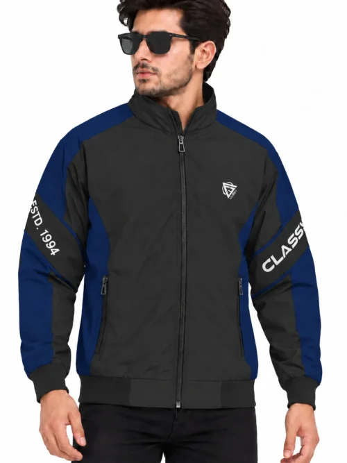 Men's Premium Black & Royal Blue Winter Jacket HP 0002