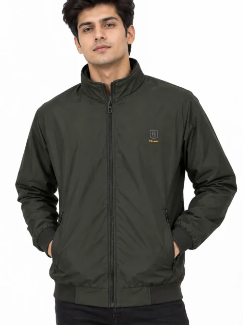 Men's Olive Green Stand-Collar Winter Jacket   HP 502