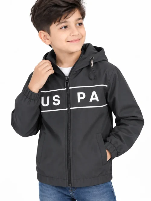 Kids Charcoal Grey Premium Hooded Winter Jacket  BB 3150