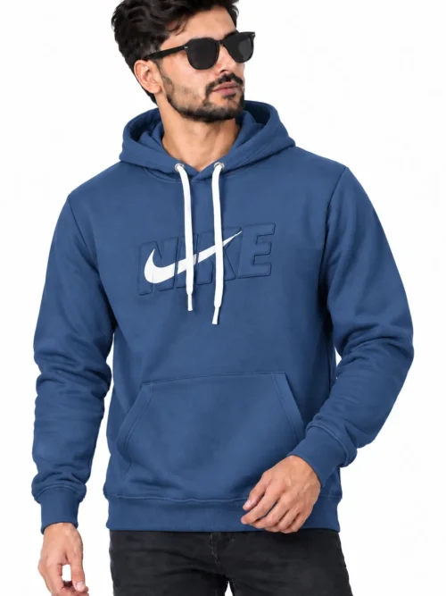 Men's Blue Printed Hoodie for Winter Wear  NGH 2T-215-1
